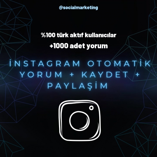  instagram Otomatik Yorum + Kaydet + Paylaşim  Max 200  yüzde100 Türk Kullanicilar 